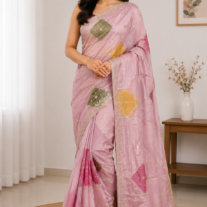 Pink Designer Silk Saree