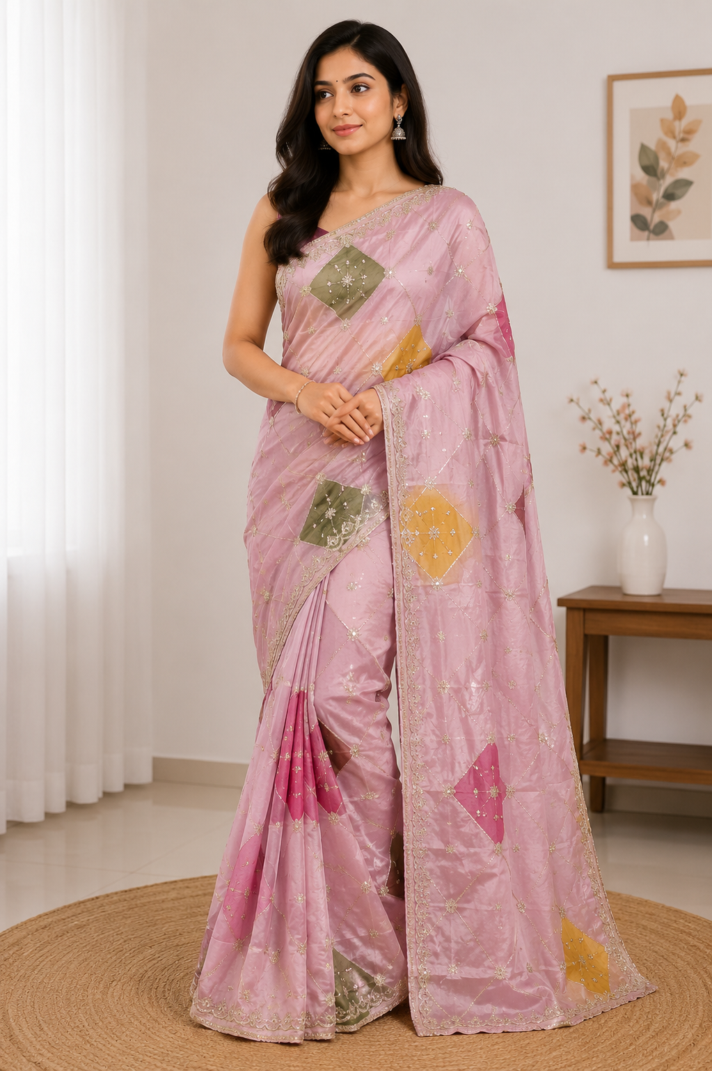 Pink Designer Silk Saree