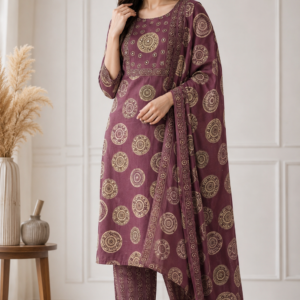 Mehroon Aura Printed Suit