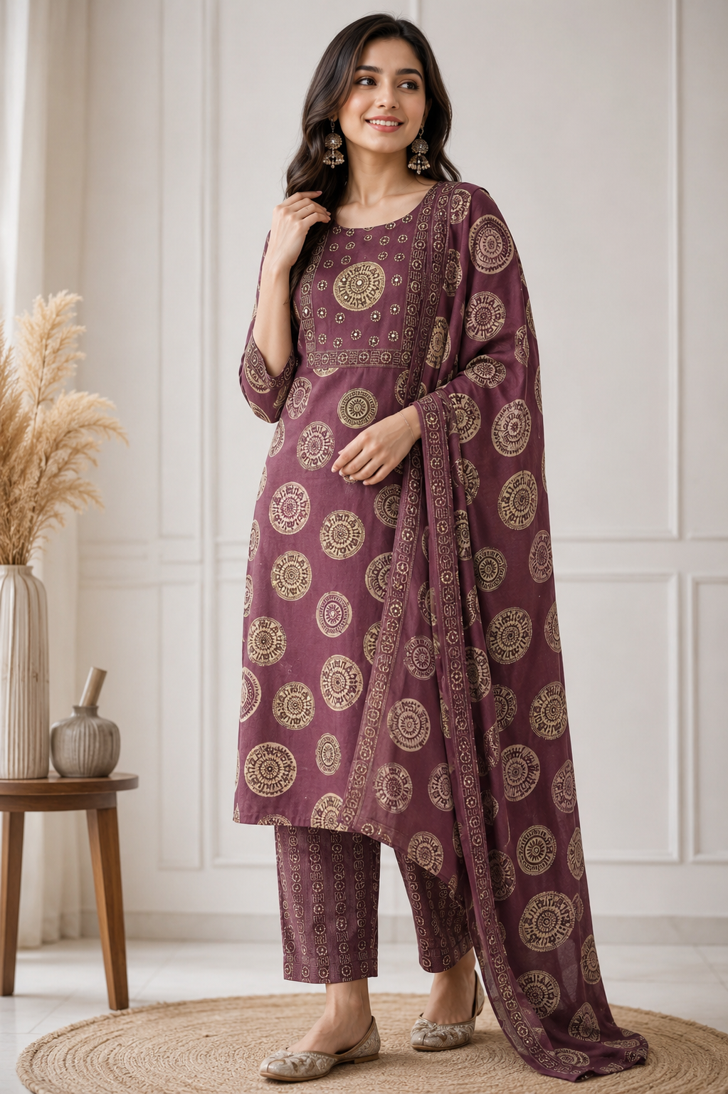 Mehroon Aura Printed Suit